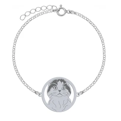 Silver Scottish Fold bracelet, FREE ENGRAVING - MEJK Jewellery