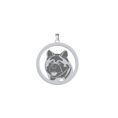 Silver American Akita engraved pendant - MEJK Jewellery