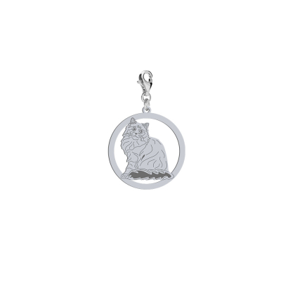 Silver Siberian Cat charms, FREE ENGRAVING - MEJK Jewellery