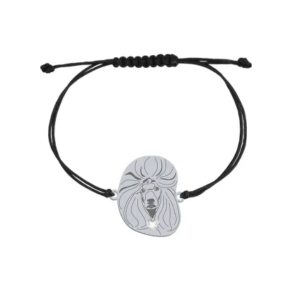 Bransoletka z psem Pudel srebro sznurek GRAWER GRATIS - MEJK Jewellery