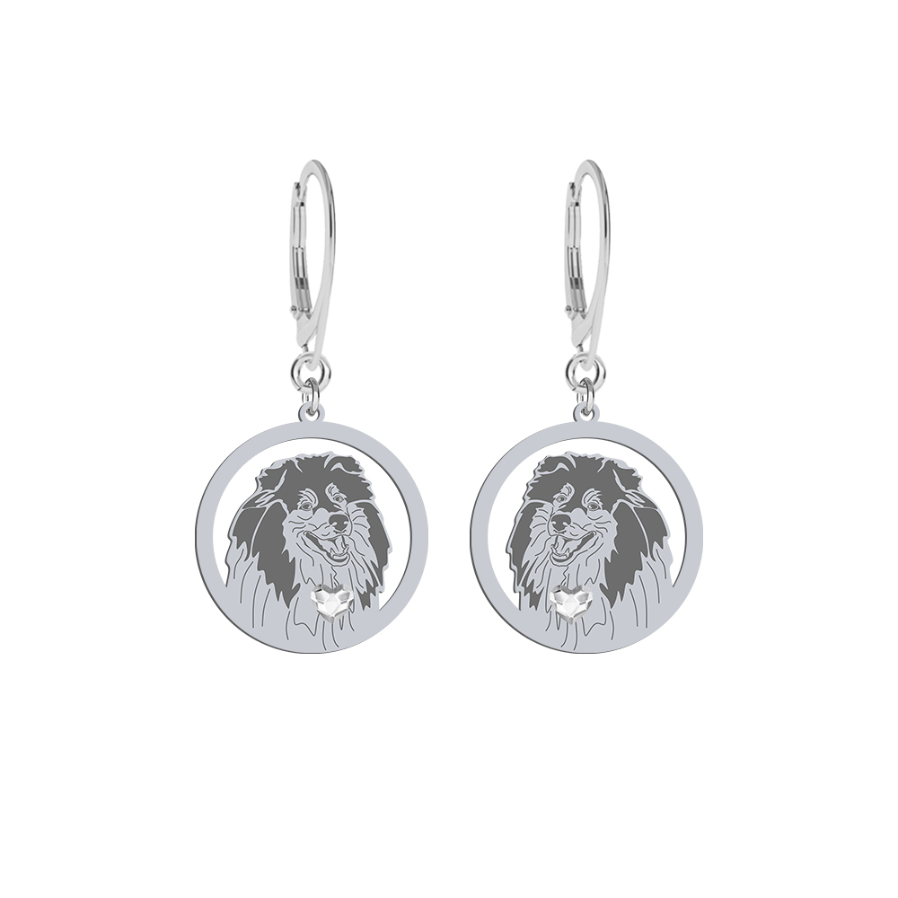 Silver Collie earrings with a heart, FREE ENGRAVING - MEJK Jewellery