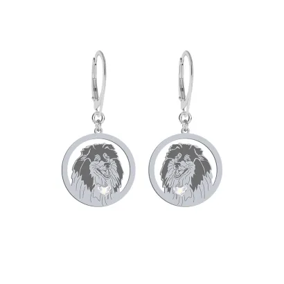 Silver Collie earrings with a heart, FREE ENGRAVING - MEJK Jewellery