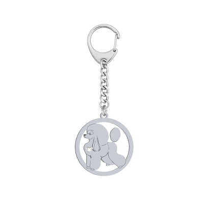 Silver Poodle keyring with a heart, FREE ENGRAVING - MEJK Jewellery
