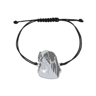 Silver Japanese Chin string bracelet with a heart, FREE ENGRAVING - MEJK Jewellery