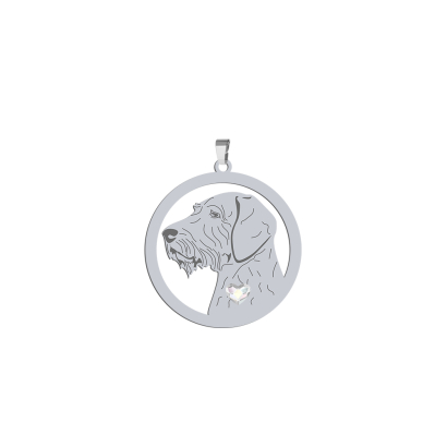 Silver Vizsla Dog engraved pendant with a heart - MEJK Jewellery