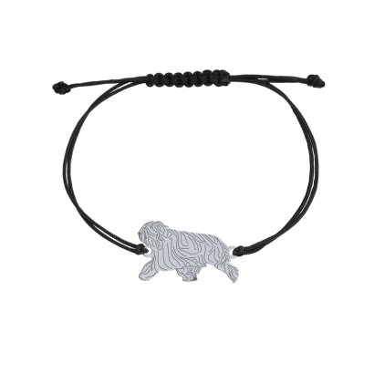 Silver Polish Lowland Sheepdog string bracelet, FREE ENGRAVING - MEJK Jewellery
