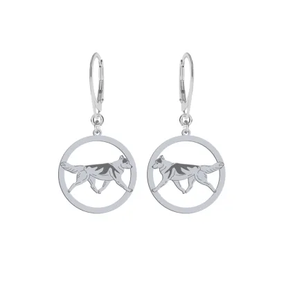 Silver Siberian Husky engraved earrings - MEJK Jewellery