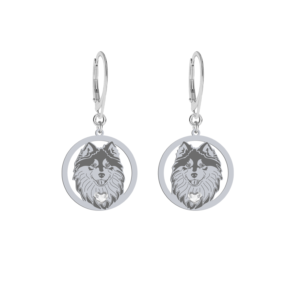 Silver Finnish Lapphund engraved earrings with a heart - MEJK Jewellery