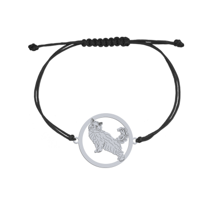 Bransoletka z Kotem Szkockim Straight srebro sznurek GRAWER GRATIS - MEJK Jewellery