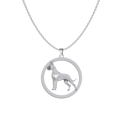 Silver Great Dane necklace, FREE ENGRAVNG - MEJK Jewellery