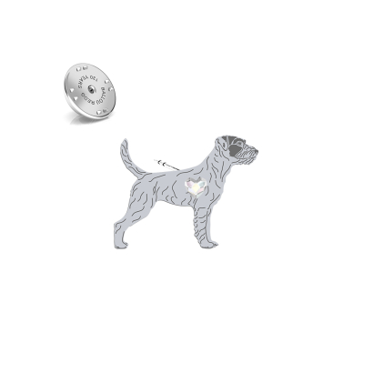 Silver Parson Russell Terrier pin with a heart - MEJK Jewellery