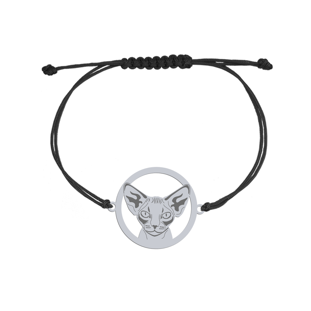 Silver Devon Rex Cat string bracelet, FREE ENGRAVING - MEJK Jewellery
