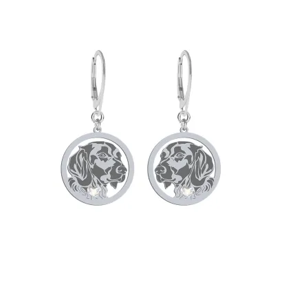 Silver Small Münsterländer earrings, FREE ENGRAVING - MEJK Jewellery