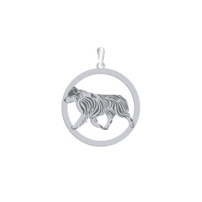 Silver Mini Aussie Shepherd engraved pendant  - MEJK Jewellery
