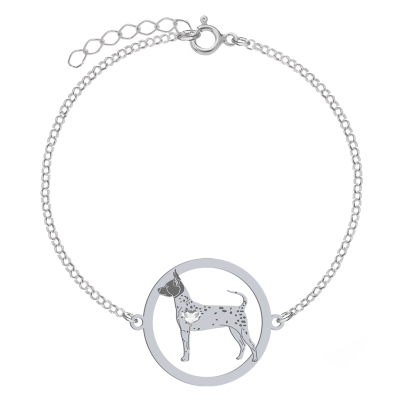 Silver American Hairless Terrier engraved bracelet with a heart - MEJK Jewellery