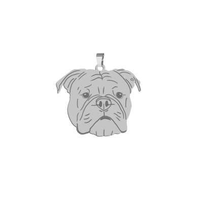 Silver Continental Bulldog engraved pendant - MEJK Jewellery
