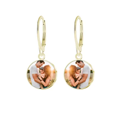 Earrings with a photo Personalization gold-plated and silver ENGRAVING FREE
