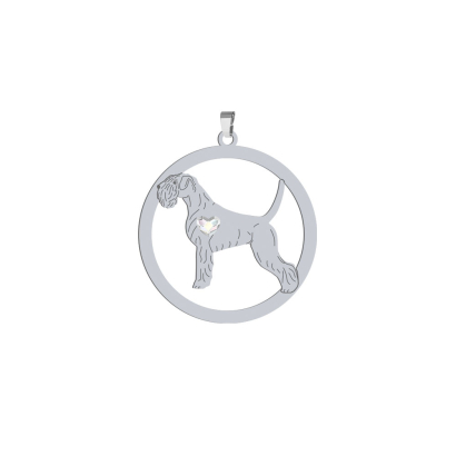 Silver Schnauzer pendant with a heart, FREE ENGRAVING - MEJK Jewellery