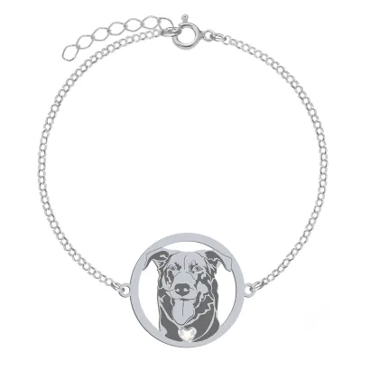 Silver Beauceron bracelet with a heart, FREE ENGRAVING - MEJK Jewellery
