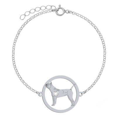 Silver Chongqing Dog engraved bracelet with a heart - MEJK Jewellery