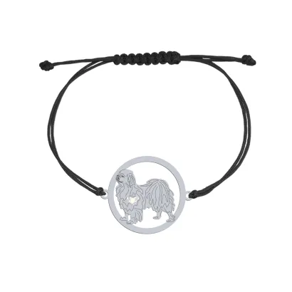 Bransoletka z psem Spaniel Tybetański srebro sznurek GRAWER GRATIS - MEJK Jewellery