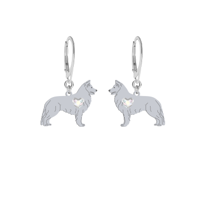 Silver White Swiss Shepherd engraved earrings - MEJK Jewellery