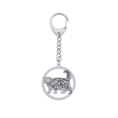 Silver Exotic Shorthair Cat keyring, FREE ENGRAVING - MEJK Jewellery