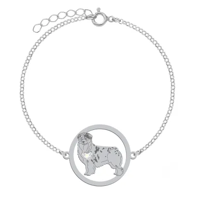 Silver Australian Shepherd engraved bracelet - MEJK Jewellery