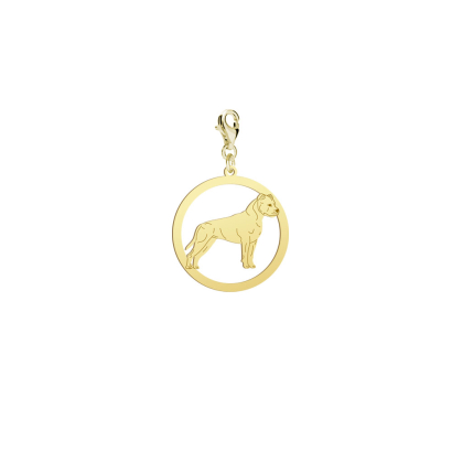 Charms Pozłacany z psem rasy Amstaff American Staffordshire Terrier - MEJK Jewellery