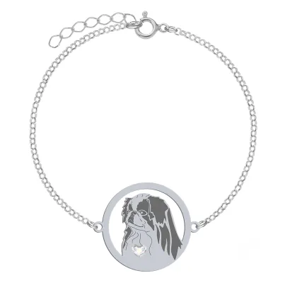 Silver Japanese Chin bracelet with a heart, FREE ENGRAVING - MEJK Jewellery