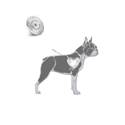 Wpinka z psem Boston Terrier srebro - MEJK Jewellery