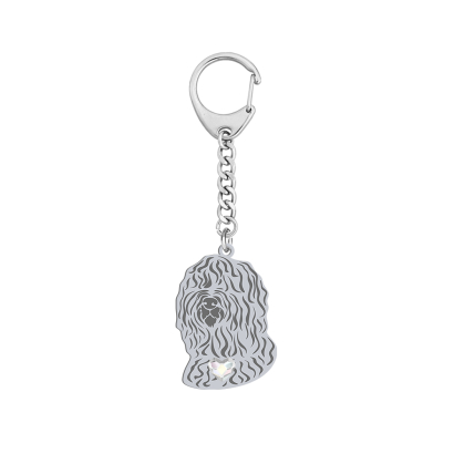Silver Barbet engraved keyring with a heart - MEJK Jewellery