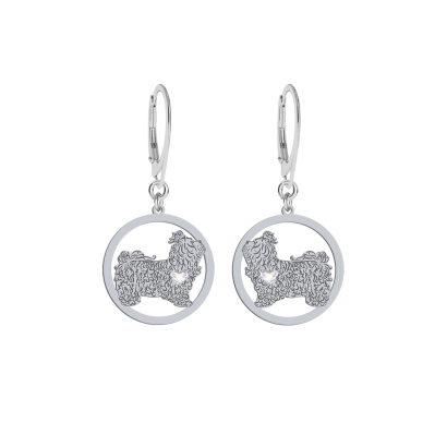 Kolczyki z psem sercem Bolonka Rosyjska srebro GRAWER GRATIS - MEJK Jewellery