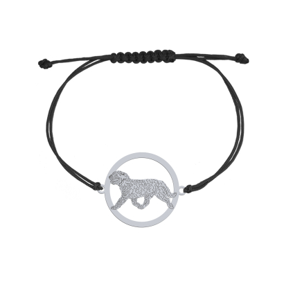 Silver Spanish Water Dog engraved string bracelet - MEJK Jewellery