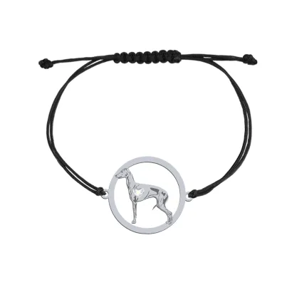 Silver Italian Sighthound string bracelet, FREE ENGRAVING - MEJK Jewellery