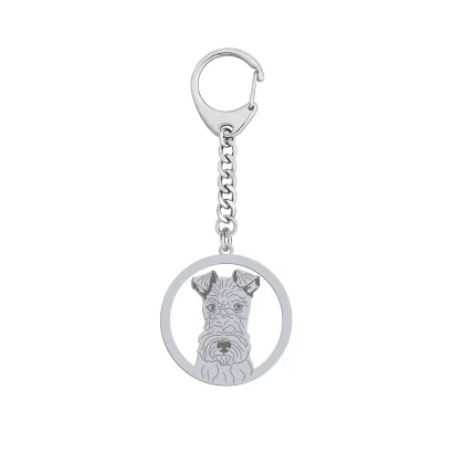 Silver Wire Fox Terrier keyring, FREE ENGRAVING - MEJK Jewellery