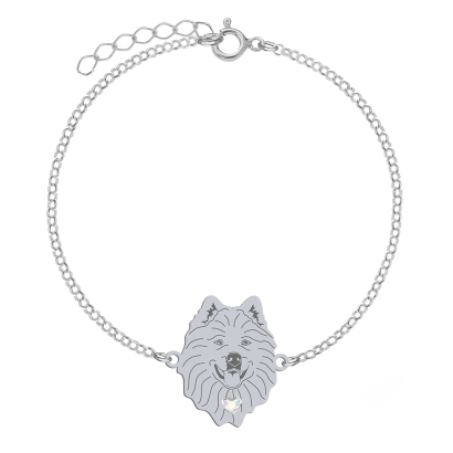 Silver Samoyed bracelet with a heart, FREE ENGRAVING - MEJK Jewellery