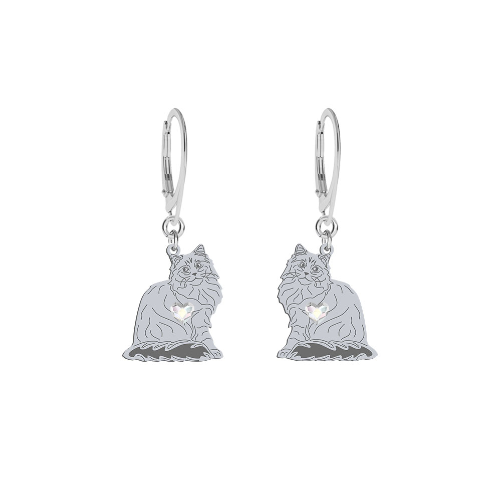 Silver Siberian Cat earrings, FREE ENGRAVING - MEJK Jewellery