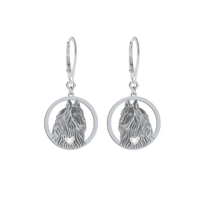 Silver Groenendael earrings with a heart, FREE ENGRAVING - MEJK Jewellery