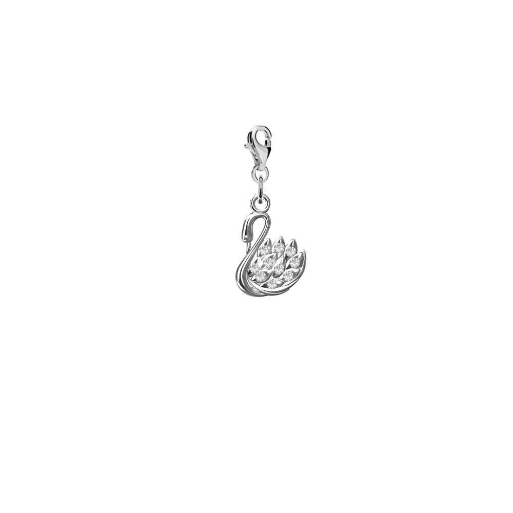 CHARMS SWAN  silver rhodium plated or gold-plated