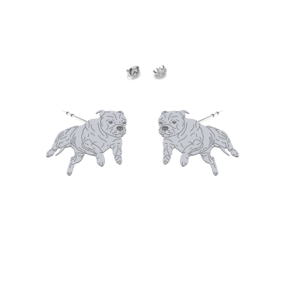 Kolczyki z psem Staffordshire Bull Terrier srebro - MEJK Jewellery