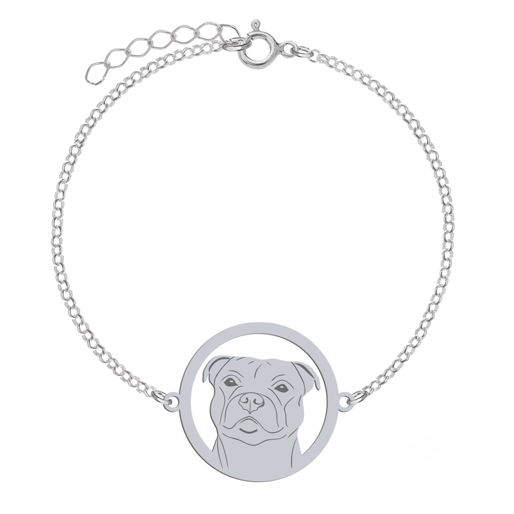 Silver Staffordshire Bull Terrier bracelet, FREE ENGRAVING - MEJK Jewellery