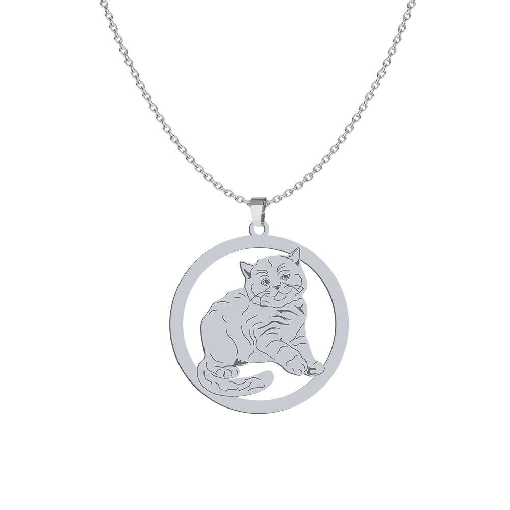 Silver British Shorthair Cat necklace, FREE ENGRAVING - MEJK Jewellery