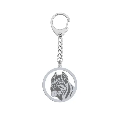 Silver Bandog engraved keyring - MEJK Jewellery