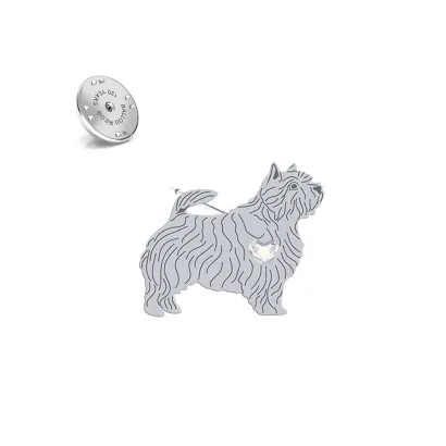 Silver Norwich Terrier pin with a heart - MEJK Jewellery