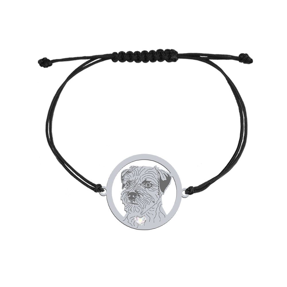 Silver Border Terrier engraved string bracelet - MEJK Jewellery