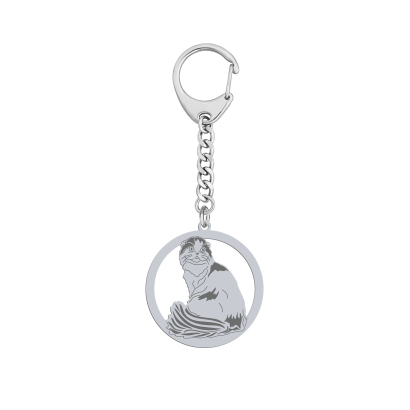 Silver Scottish Fold keyring with, FREE ENGRAVING - MEJK Jewellery
