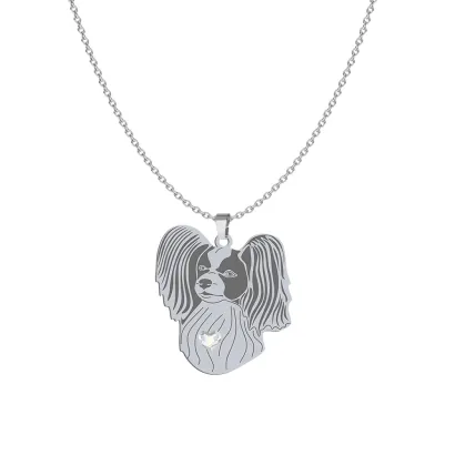 Silver Papillon necklace with a heart, FREE ENGRAVING - MEJK Jewellery