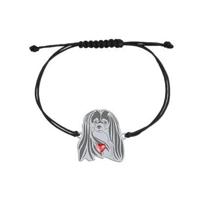 Bransoletka z sercem psem Phalene srebro sznurek GRAWER GRATIS - MEJK Jewellery