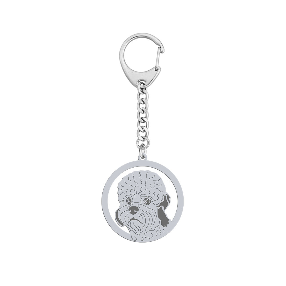 Silver Dandie Dinmont Terrier keyring, FREE ENGRAVING - MEJK Jewellery